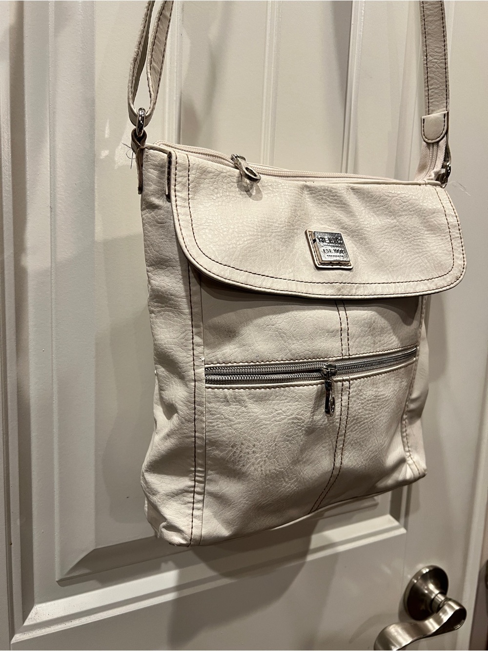 Relic Light Cream Crossbody Shoulder Bag with Front Zip Pocket